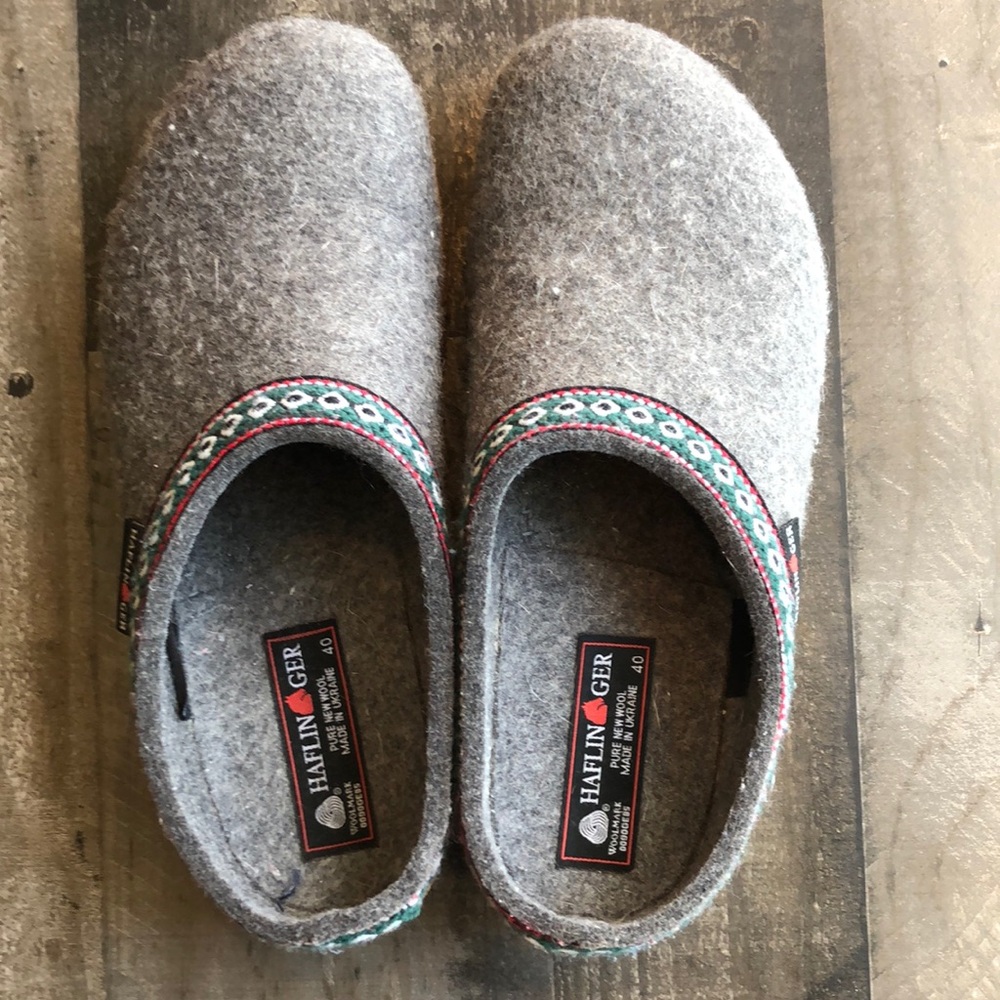 Haflinger pure wool slip on clogs